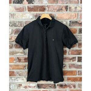 Rag & Bone Black Cotton Polo Short Sleeve Shirt, M